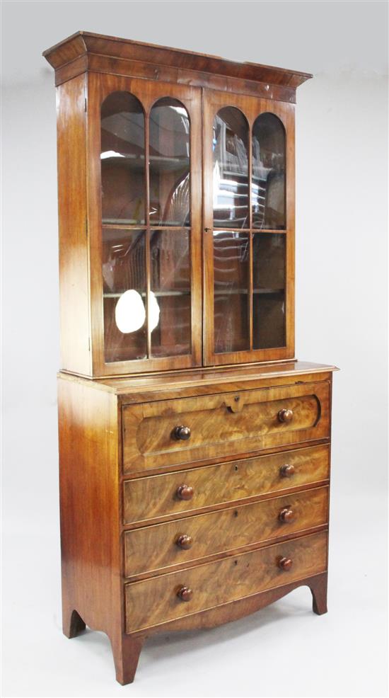 A 19th century mahogany secretaire bookcase, H.7ft 2.5in.